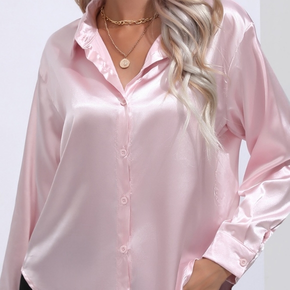 Pink Collared Neck Buttoned Long Sleeve Shirt - Picture 2 of 6